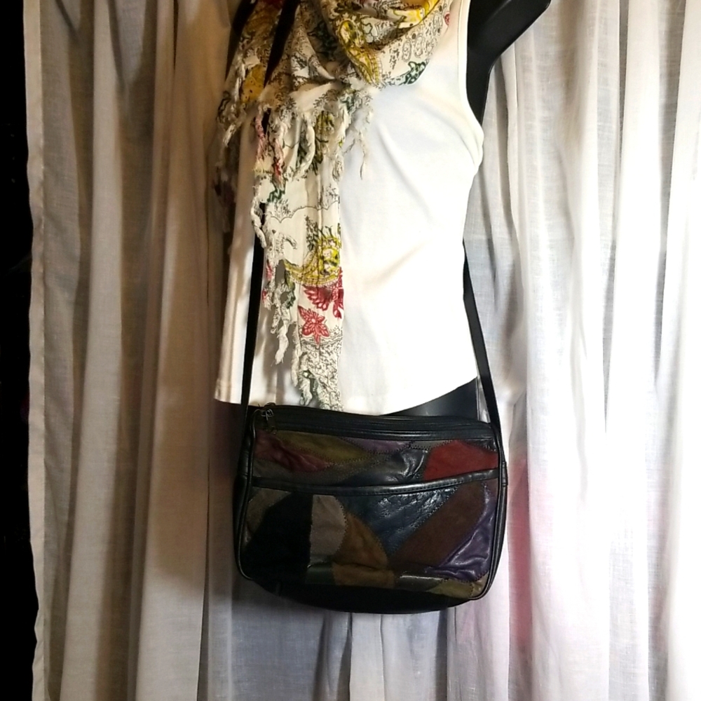 Vintage Suede patchwork handbag - Picture 3 of 7